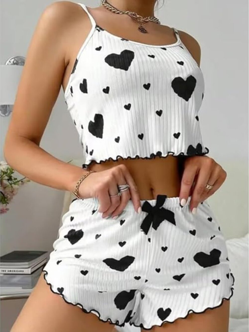 NEW Womens Pajamas 2 Piece Set Cami Tank Top & Shorts Sexy Lounge Sleepwear